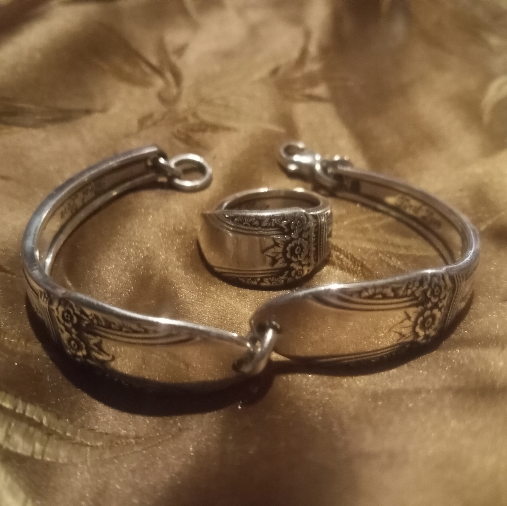 Handmade matching spoon ring & bracelet set